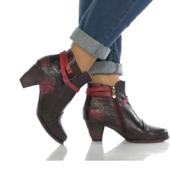 L’Artiste by Spring Step Beauti Zip Booties Leather Shoes Plum Sz 39 (US 8.5) - Picture 12 of 15